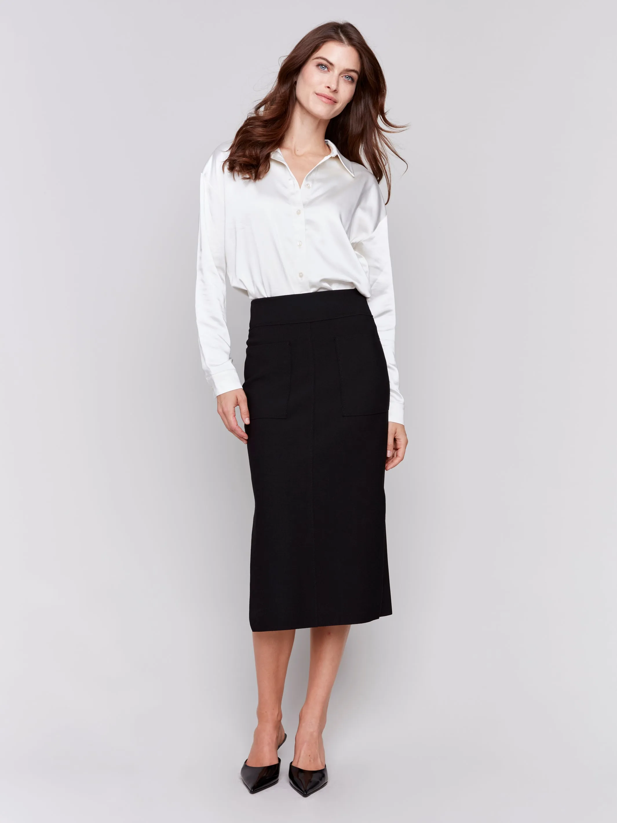 Gutsy Crepe Skirt with Patch Pockets