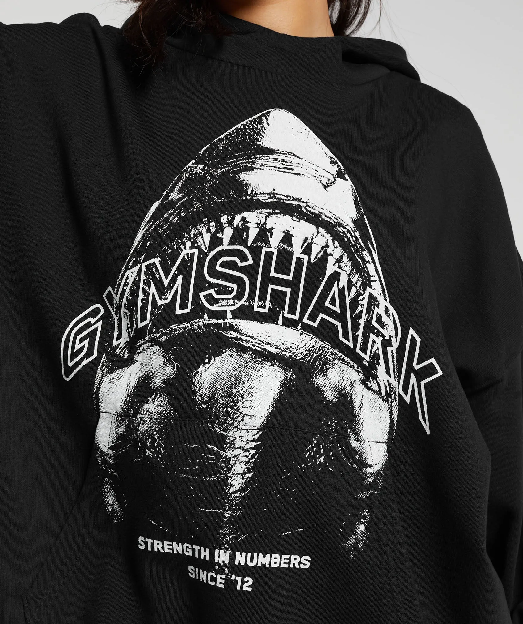 Gymshark Shark Attack Oversized Hoodie - Black