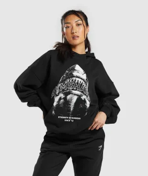 Gymshark Shark Attack Oversized Hoodie - Black