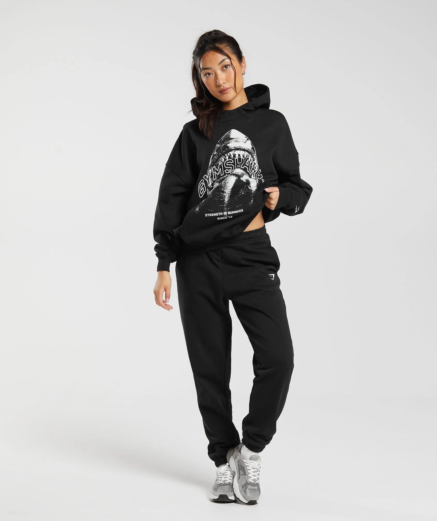 Gymshark Shark Attack Oversized Hoodie - Black