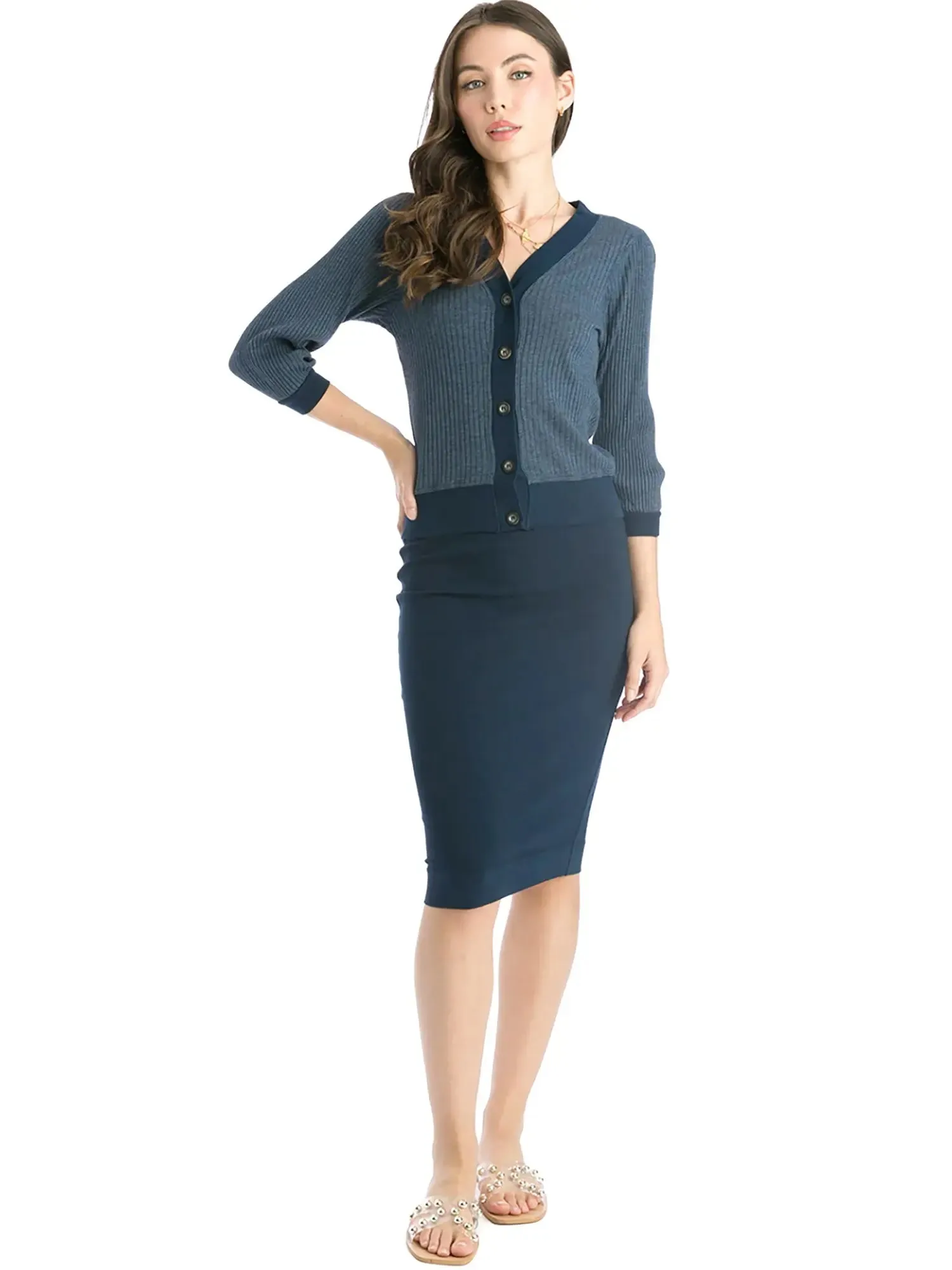 Hard Tail Wide Cut Cotton Pencil Skirt W-525