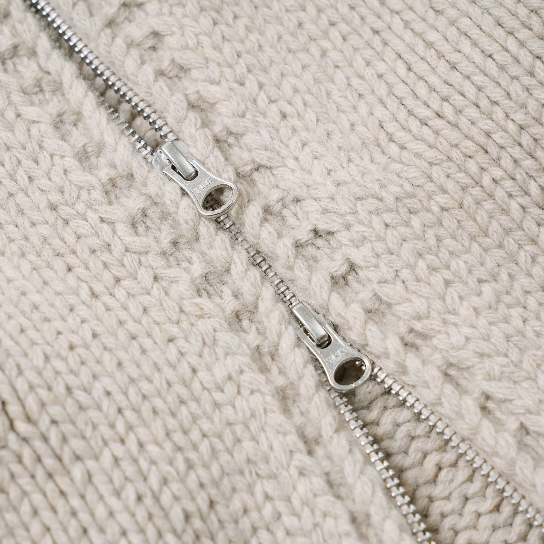 HEAVY COWICHAN ZIP UP CARDIGAN - OATMEAL