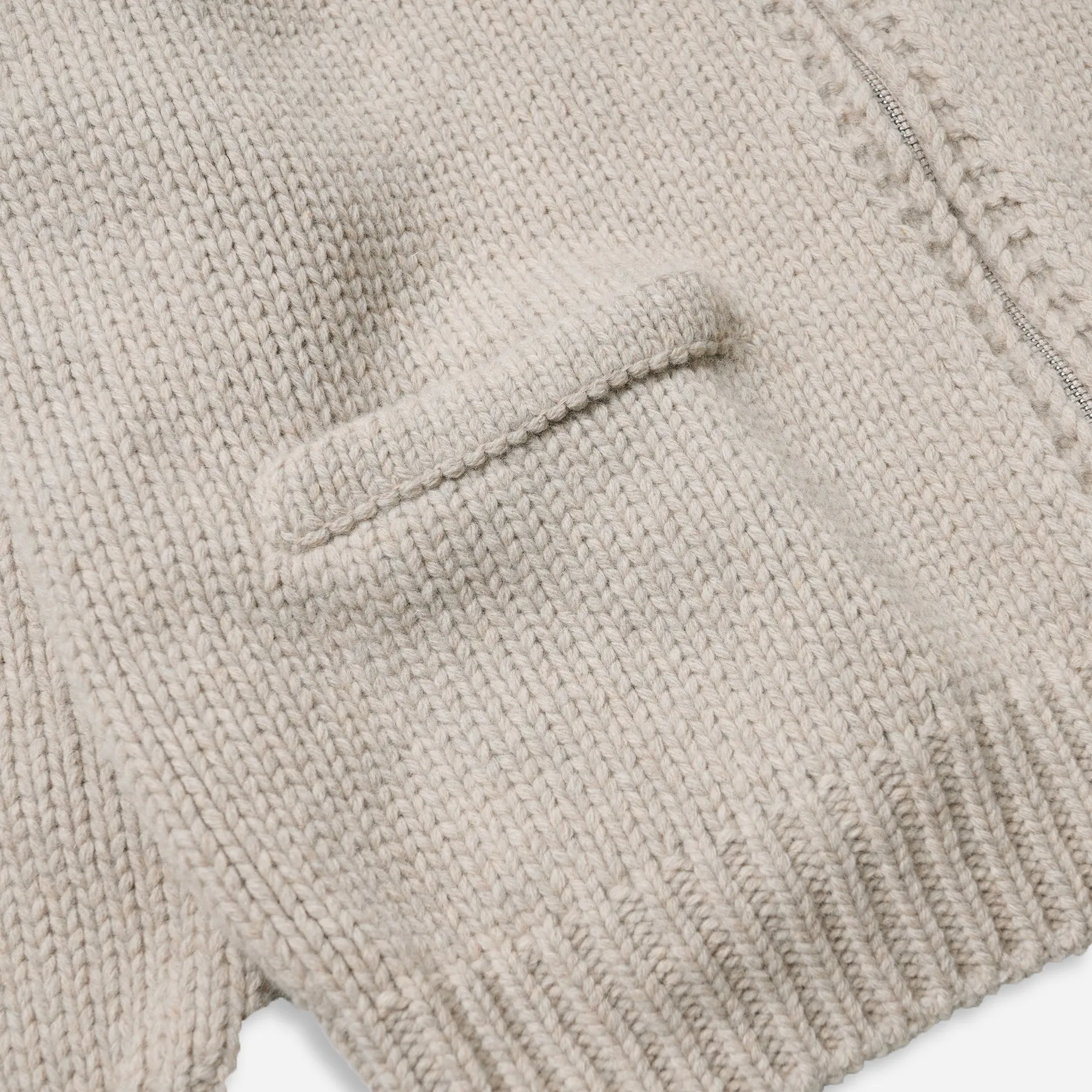 HEAVY COWICHAN ZIP UP CARDIGAN - OATMEAL