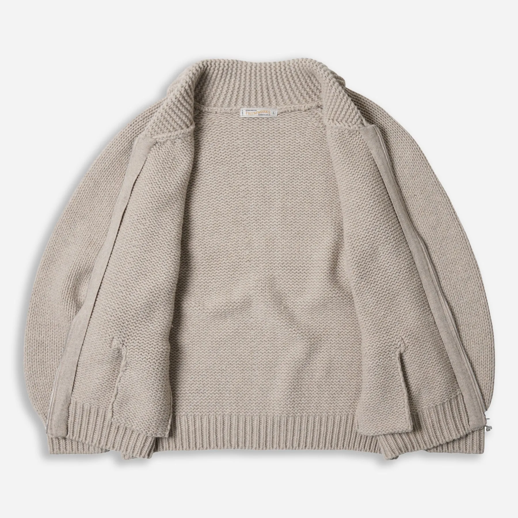 HEAVY COWICHAN ZIP UP CARDIGAN - OATMEAL