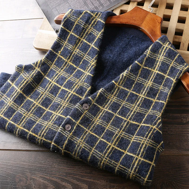 Heavy goods Italian order! Mohair   wool autumn and winter men's knitted cardigan sweater vest