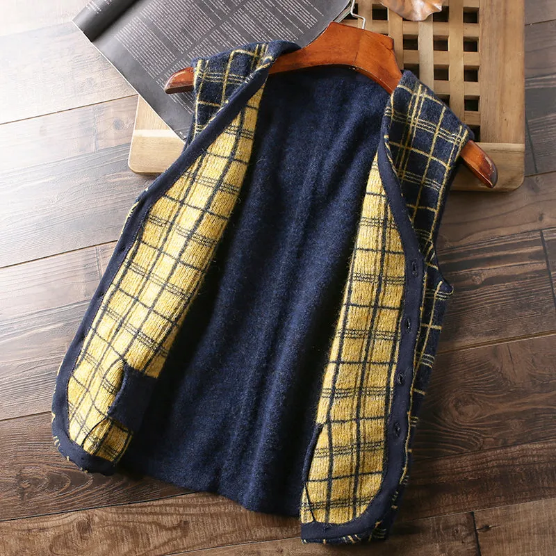 Heavy goods Italian order! Mohair   wool autumn and winter men's knitted cardigan sweater vest