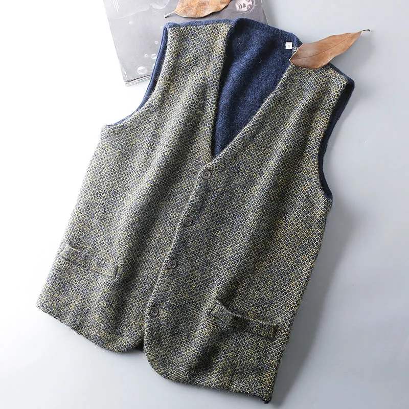 Heavy goods Italian order! Mohair   wool autumn and winter men's knitted cardigan sweater vest