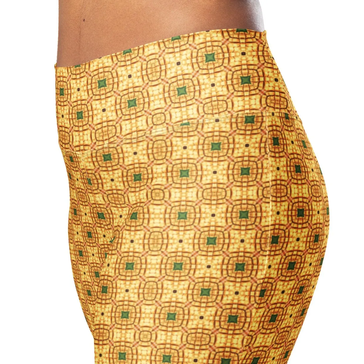 High-Rise Flared Leggings Golden Emerald Tiles