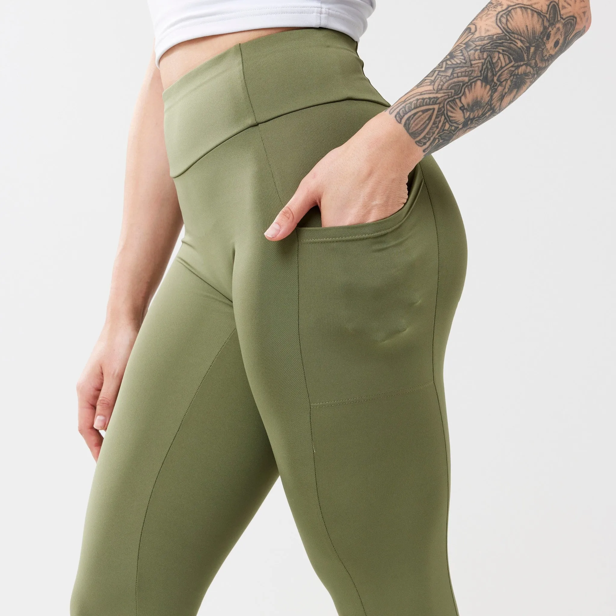 High-Rise Pocket Leggings - Olive