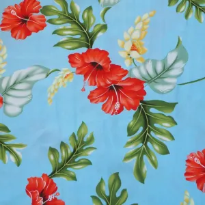 Honeymoon Blue Hawaiian Rayon Fabric by the Yard