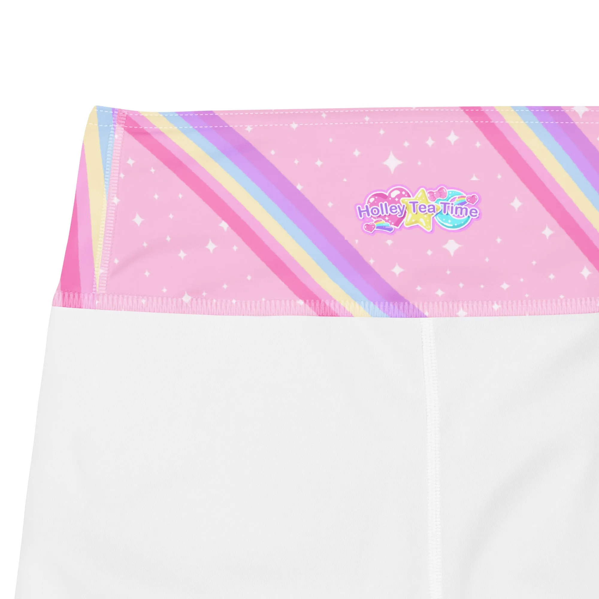 Kawaii Sparkle Cake Rainbow Beam Yoga Capri Leggings