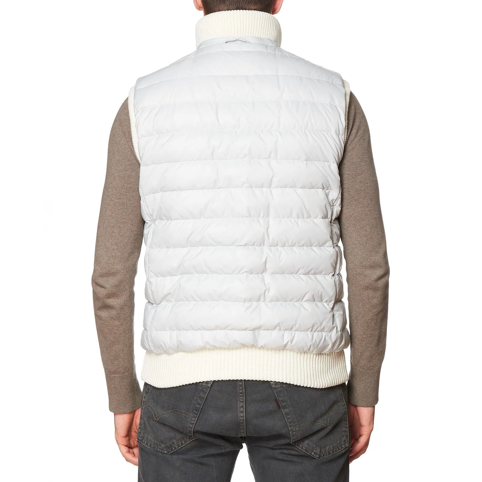 KITON KIRED "Tai" Gray-Beige Wool Knitted Goose Down Reversible Puffer Vest 50 M