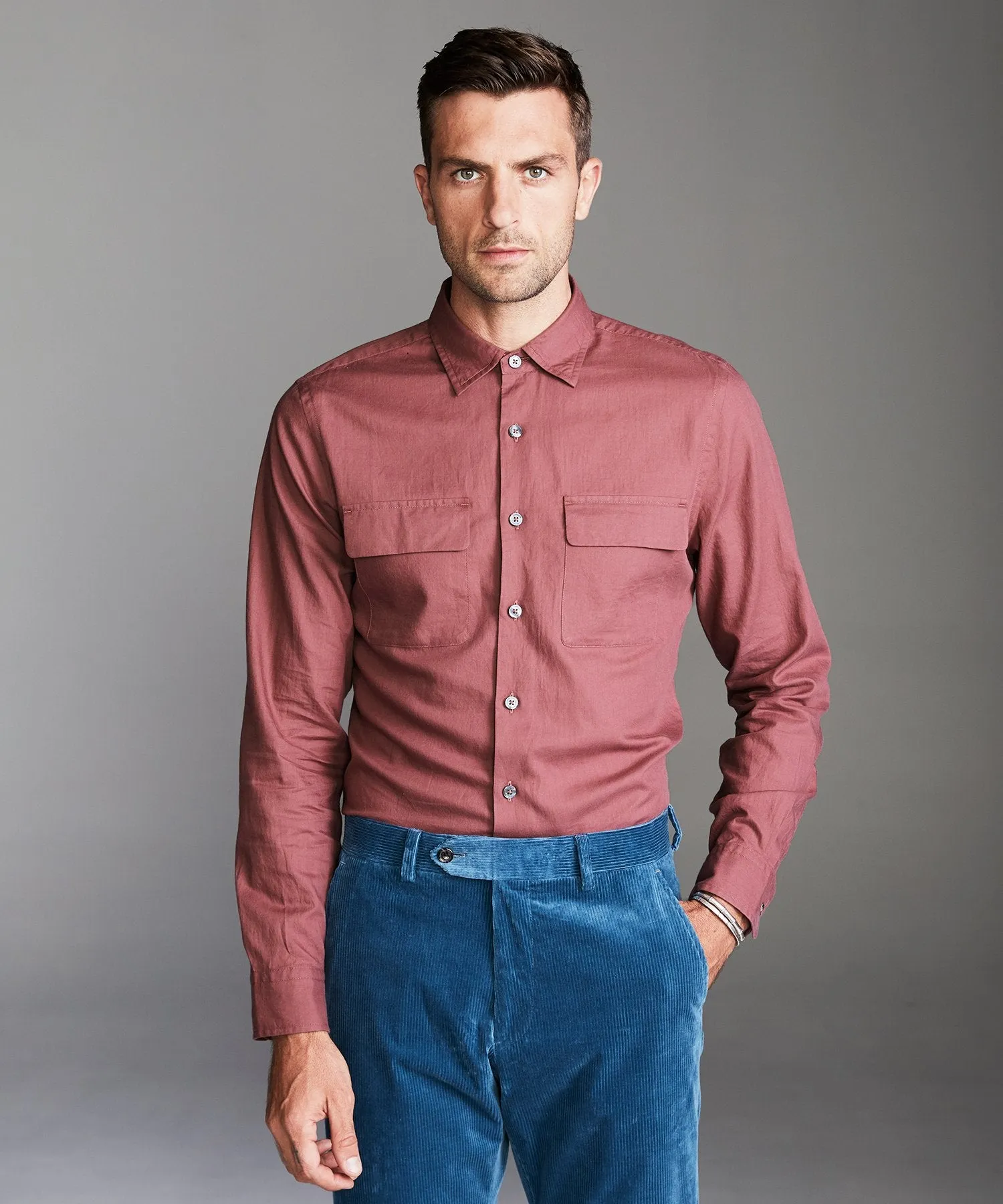 Lightweight Italian Military Shirt in Mauve