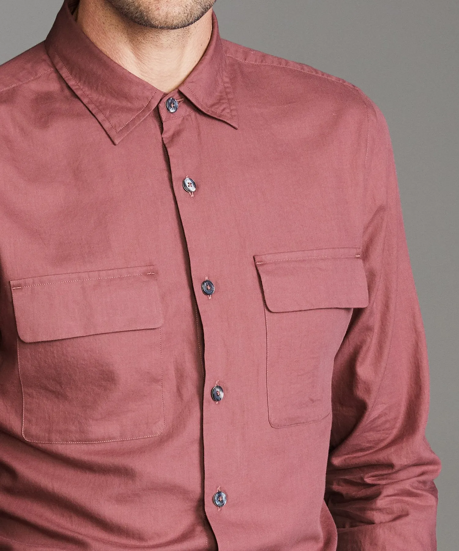 Lightweight Italian Military Shirt in Mauve