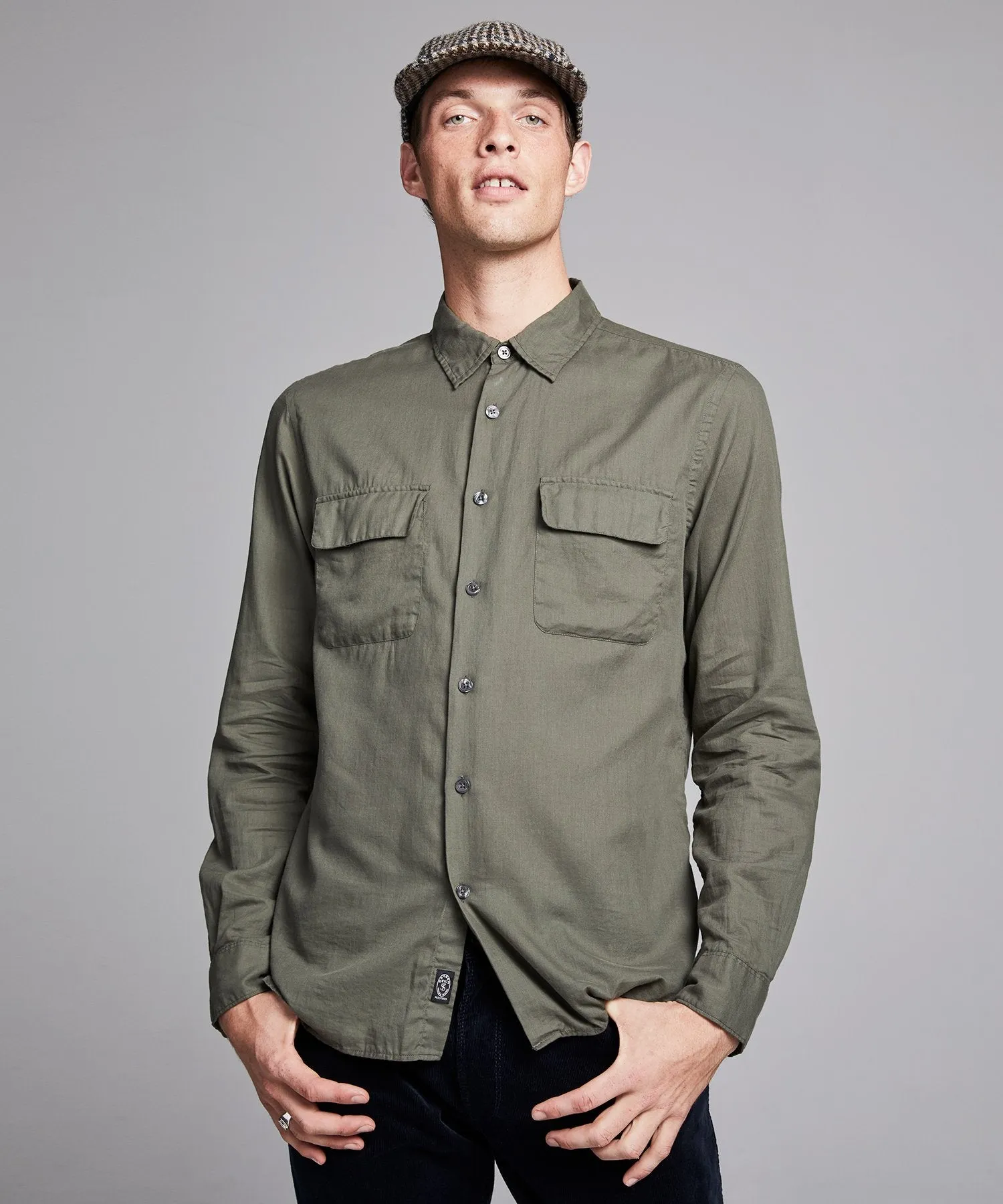 Lightweight Italian Military Shirt in Sage