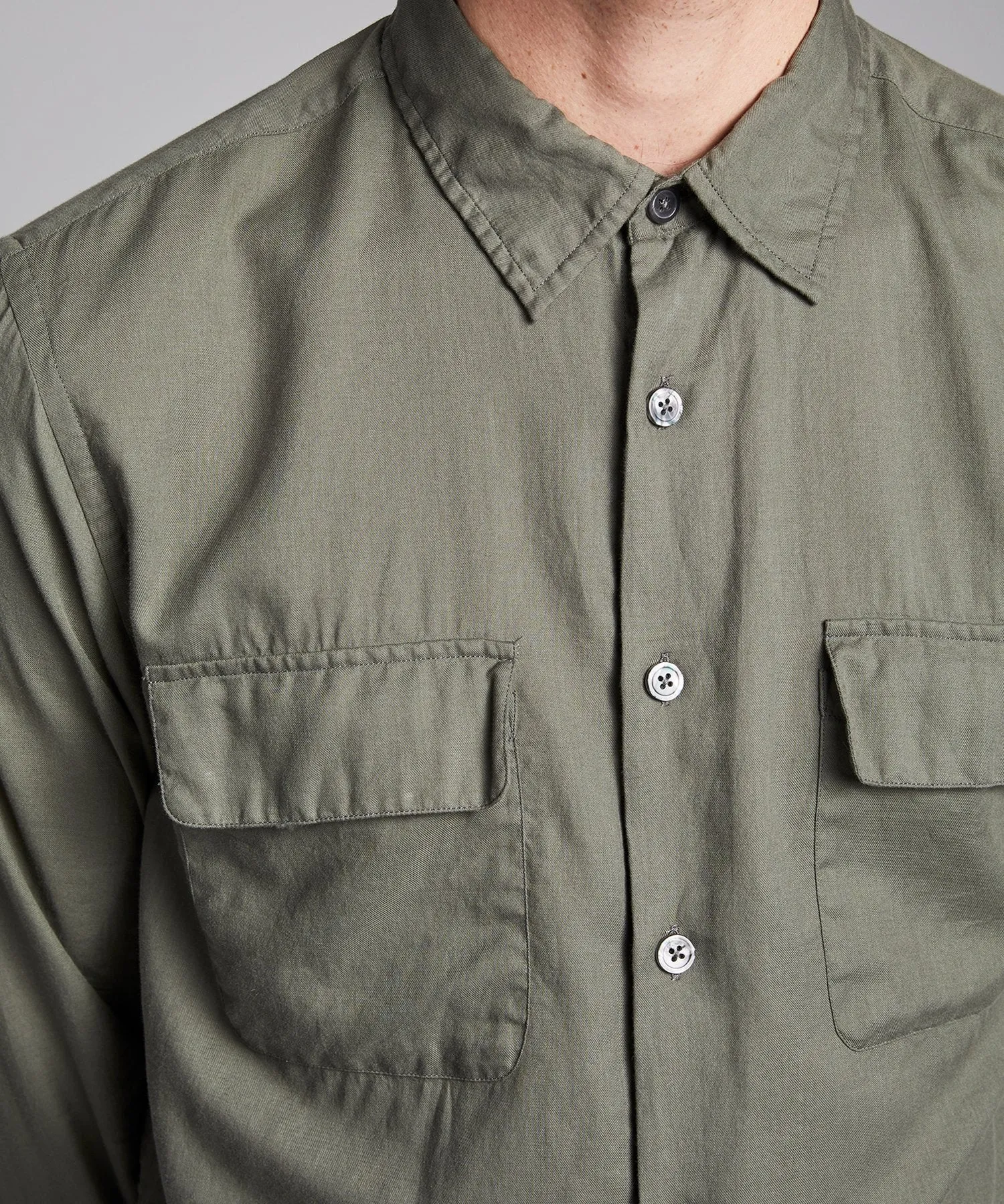 Lightweight Italian Military Shirt in Sage