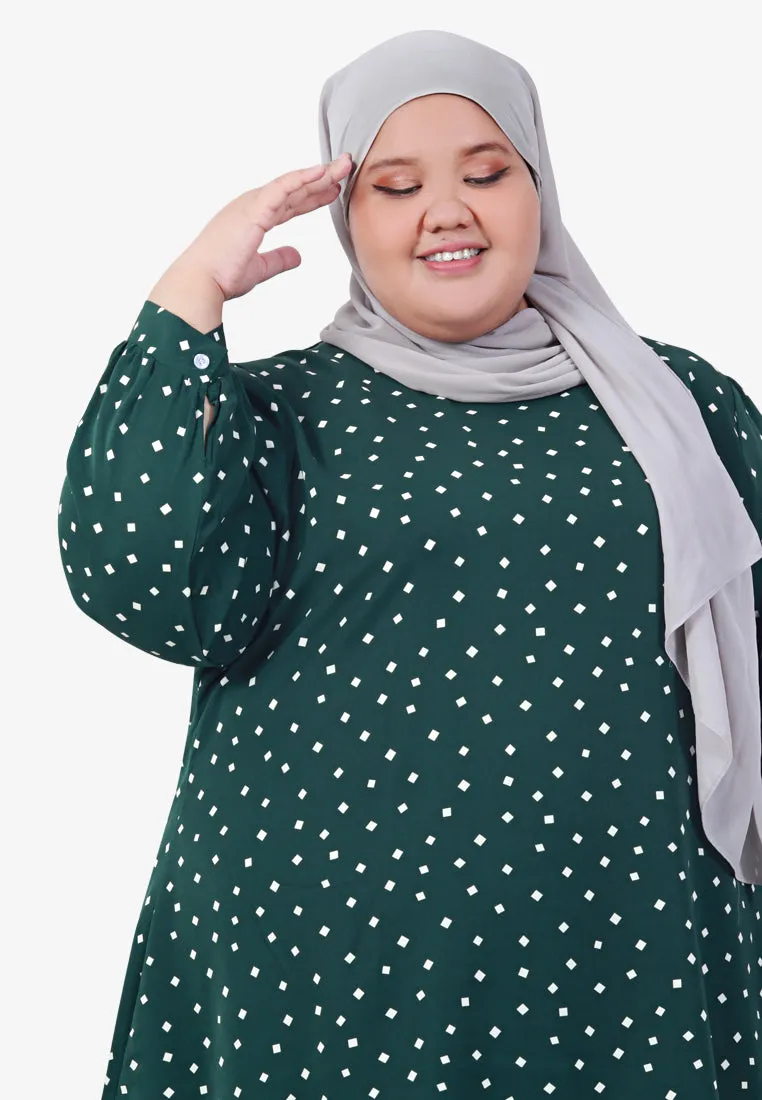 Lovie Polka Dot Prints Blouse - Dark Green