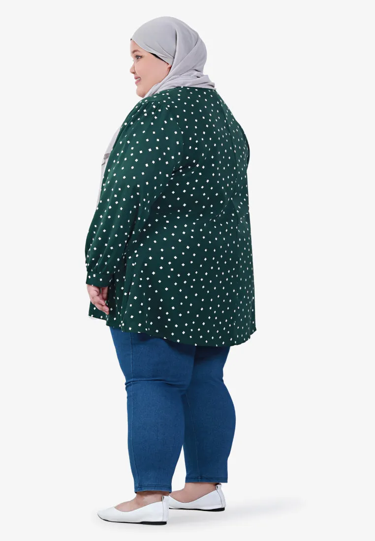 Lovie Polka Dot Prints Blouse - Dark Green