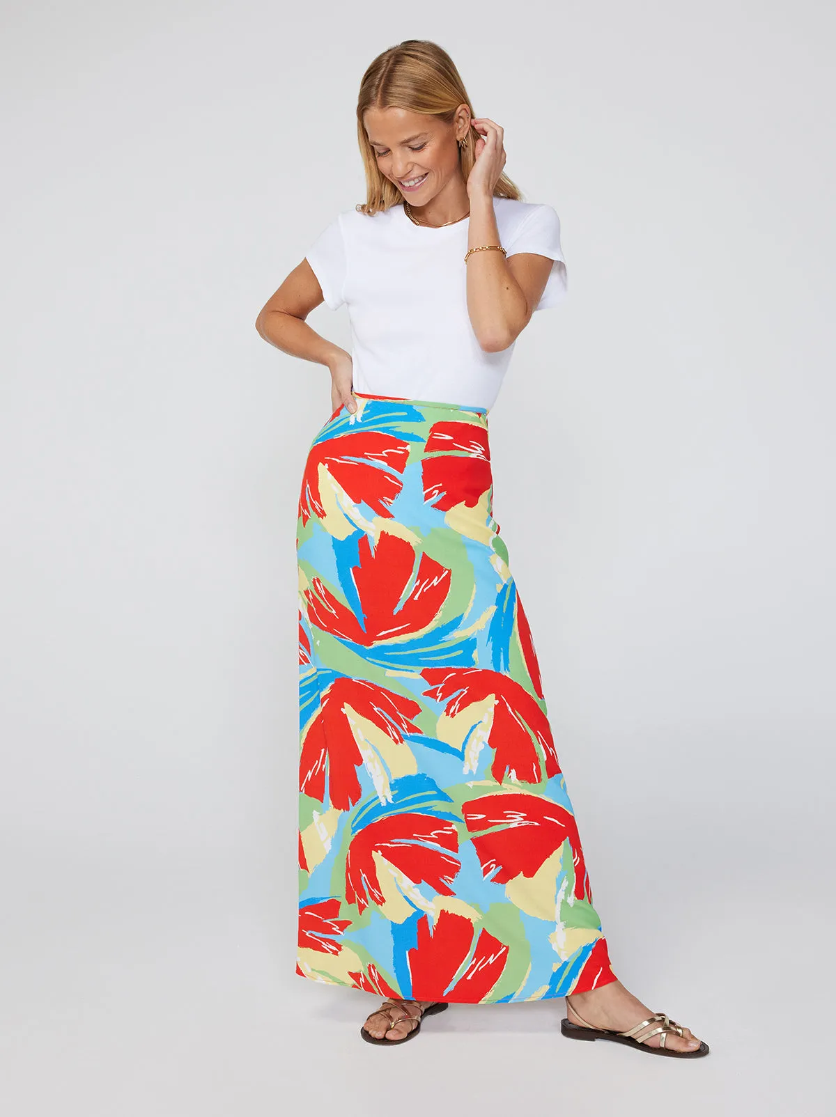 Mali Abstract Print Maxi Skirt