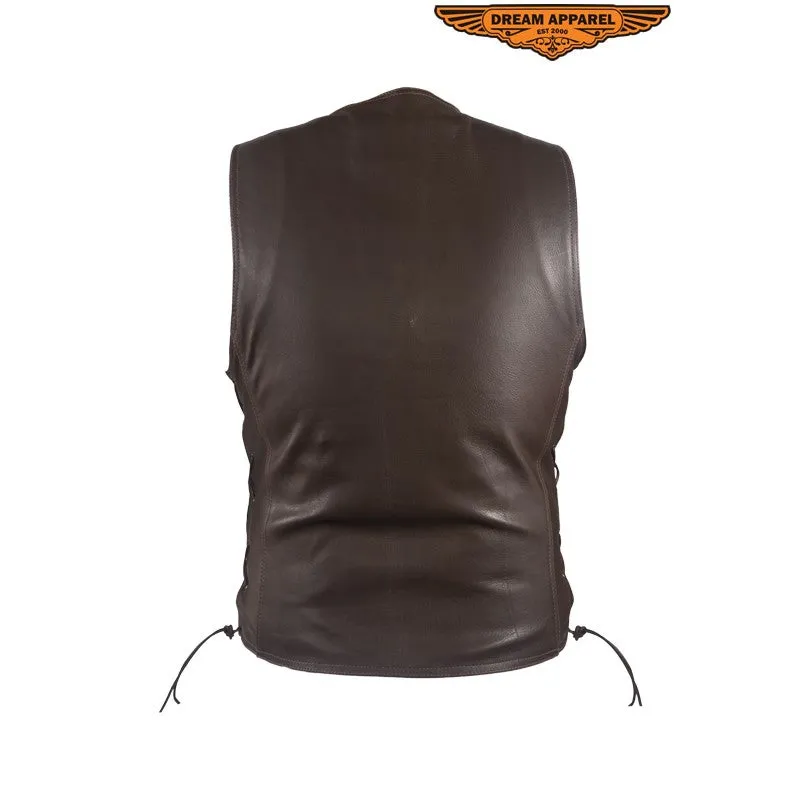 Mens Brown Leather Vest