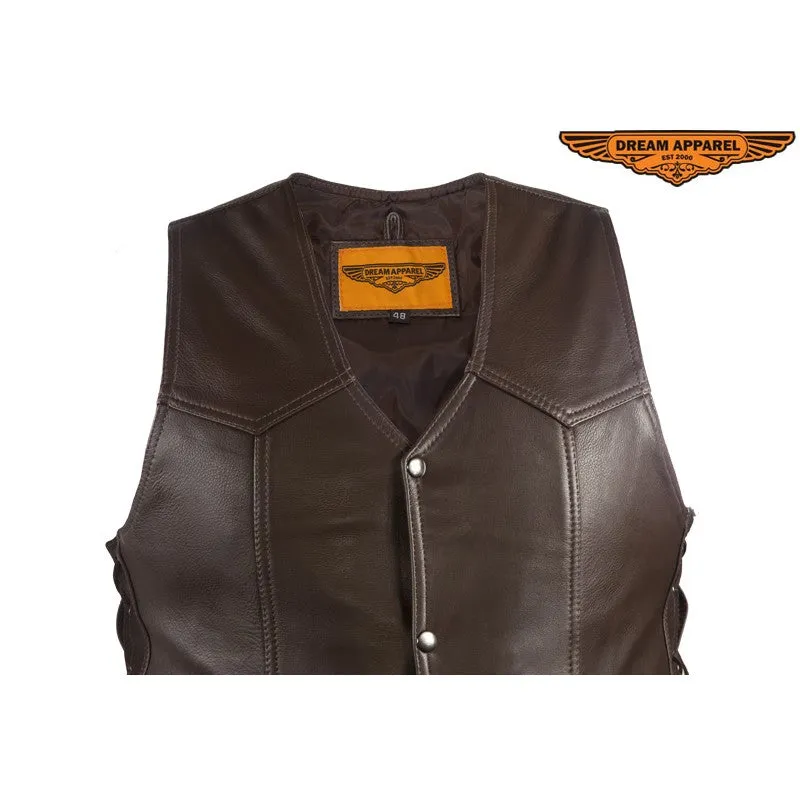 Mens Brown Leather Vest