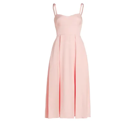 ML Monique Lhuillier - Faille Sweetheart Pleated Midi-Dress