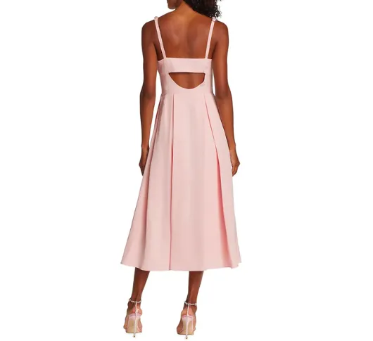 ML Monique Lhuillier - Faille Sweetheart Pleated Midi-Dress