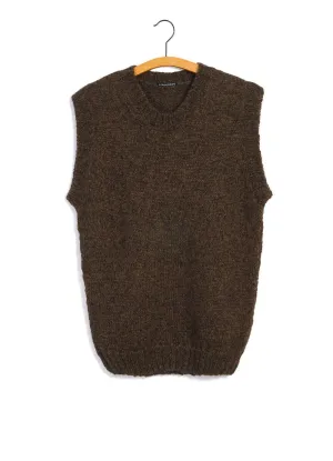 MOGENS | Knitted Crew Neck Vest | Tobacco