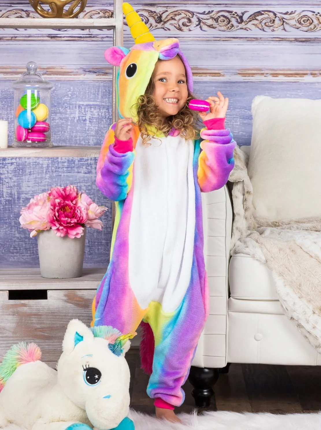 Mommy and Me Pastel Rainbow Unicorn Onesie Pajamas