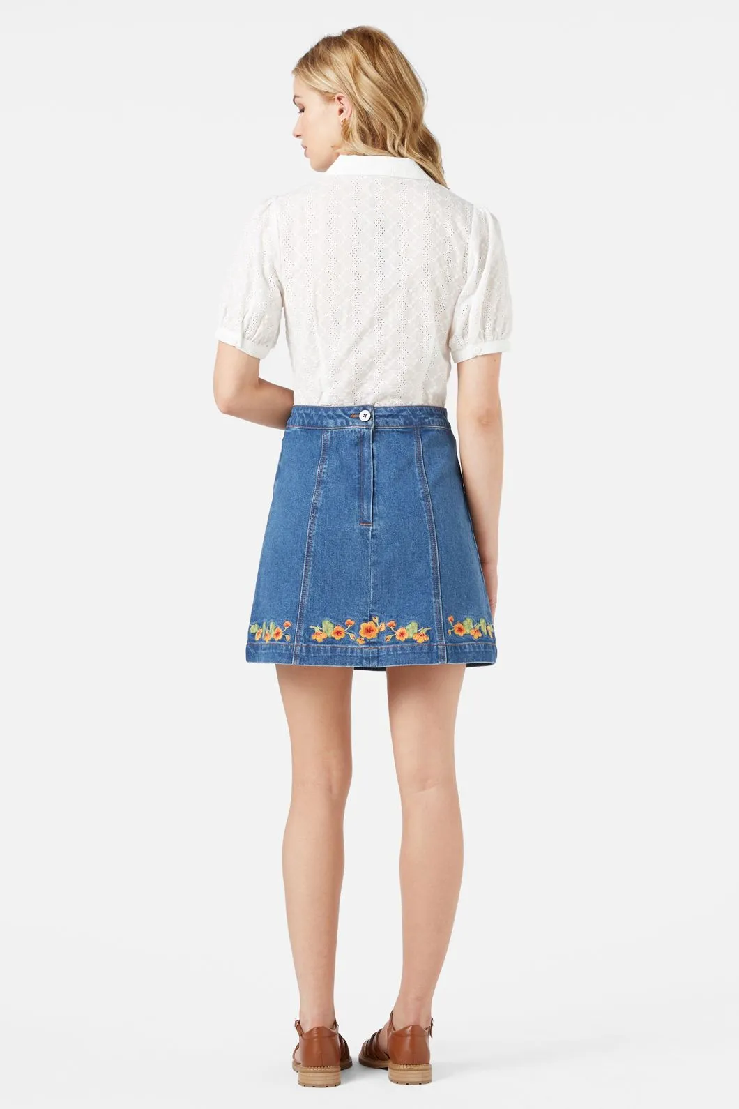 Nasturtium Embroidered Mini Skirt