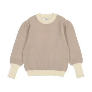 Oat Honeycomb Puff Sleeve Sweater