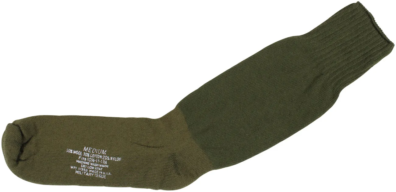 Olive Drab - Military GI Style Cushion Sole Socks Pair - USA Made