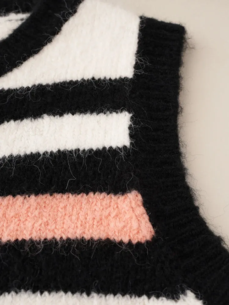 Pre Order:  Wool Blend Striped Knitted Vest