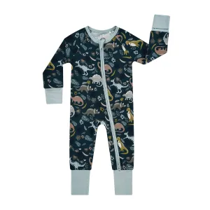 Prehistoric Dinosaur Bamboo Convertible Footed Baby Pajamas