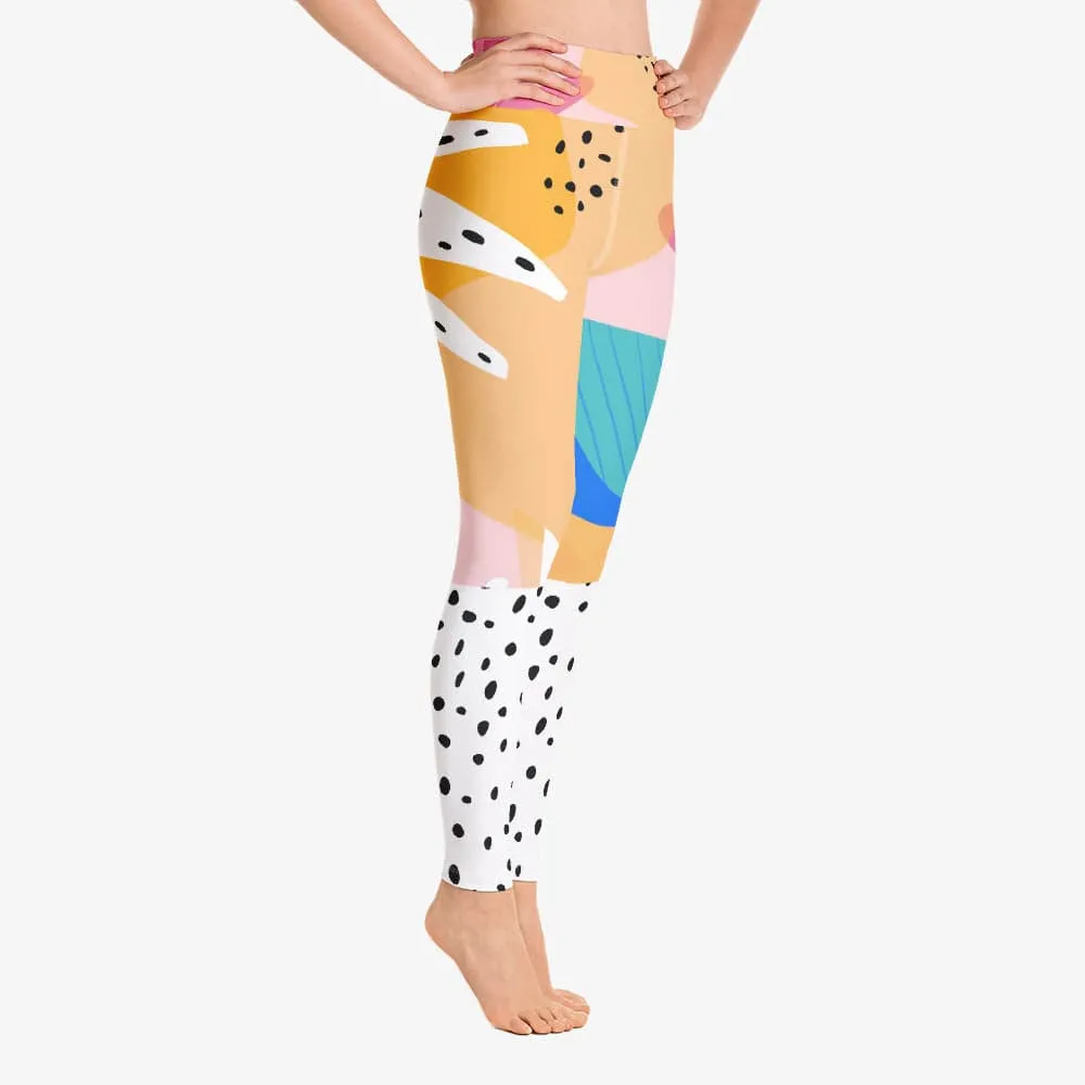 Printed Leggings "Dots&Flowers" Yellow