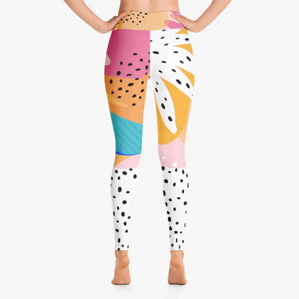 Printed Leggings "Dots&Flowers" Yellow