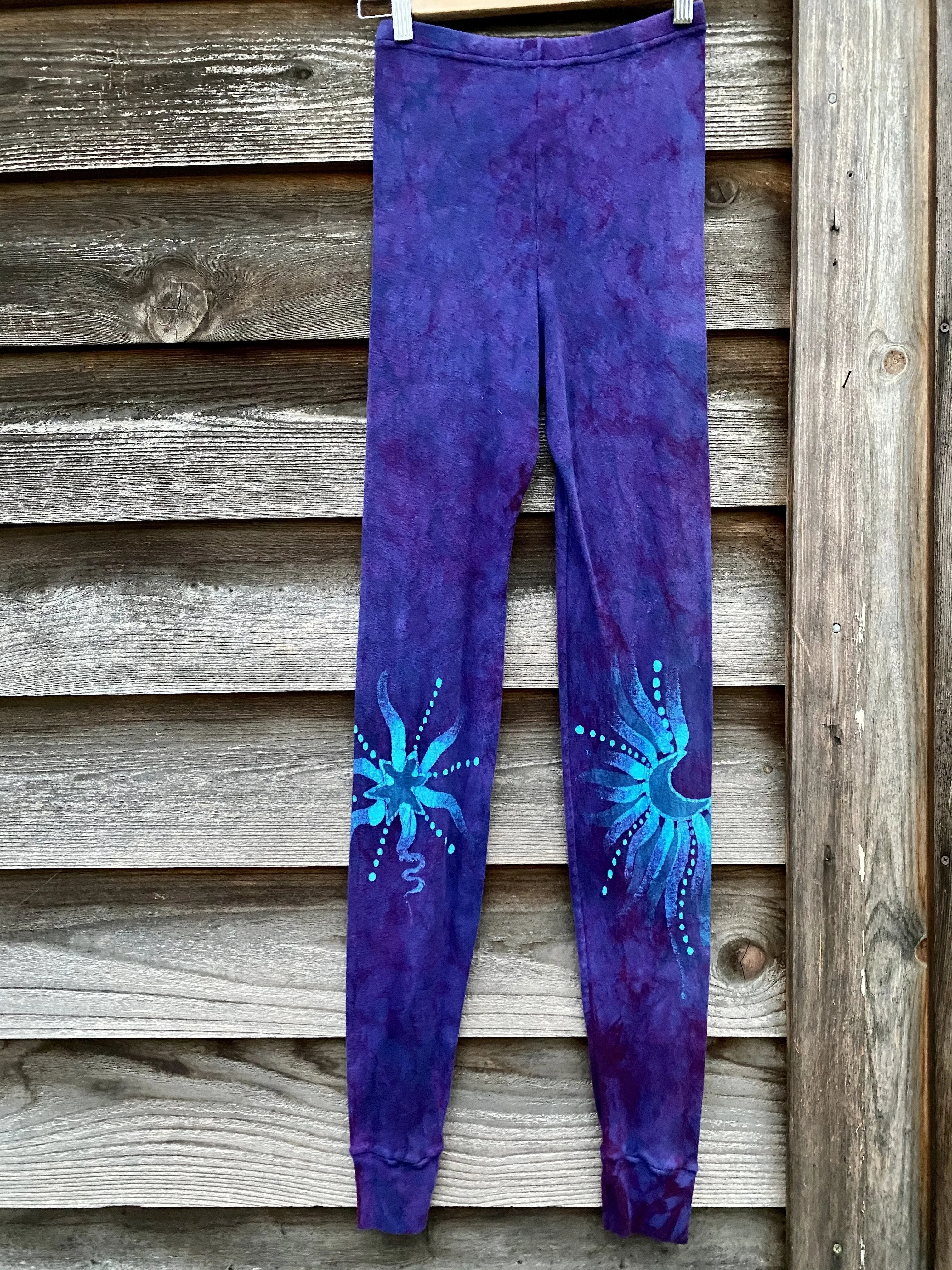 PURE Cotton Batik Leggings - Purple Butt Star Galaxy Cruisers - Size Small ONLY