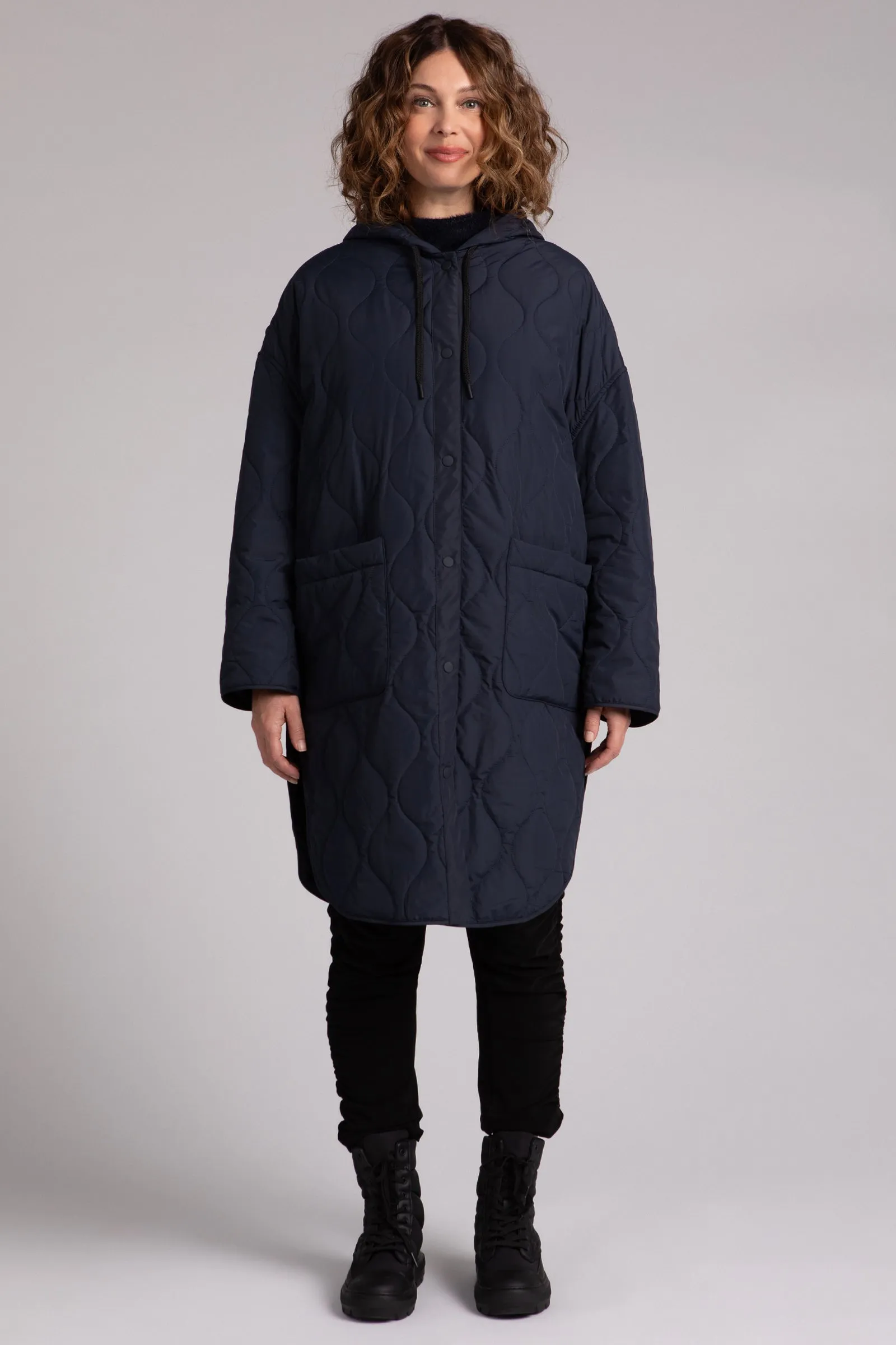 Quilted Maxi Shacket | Navy