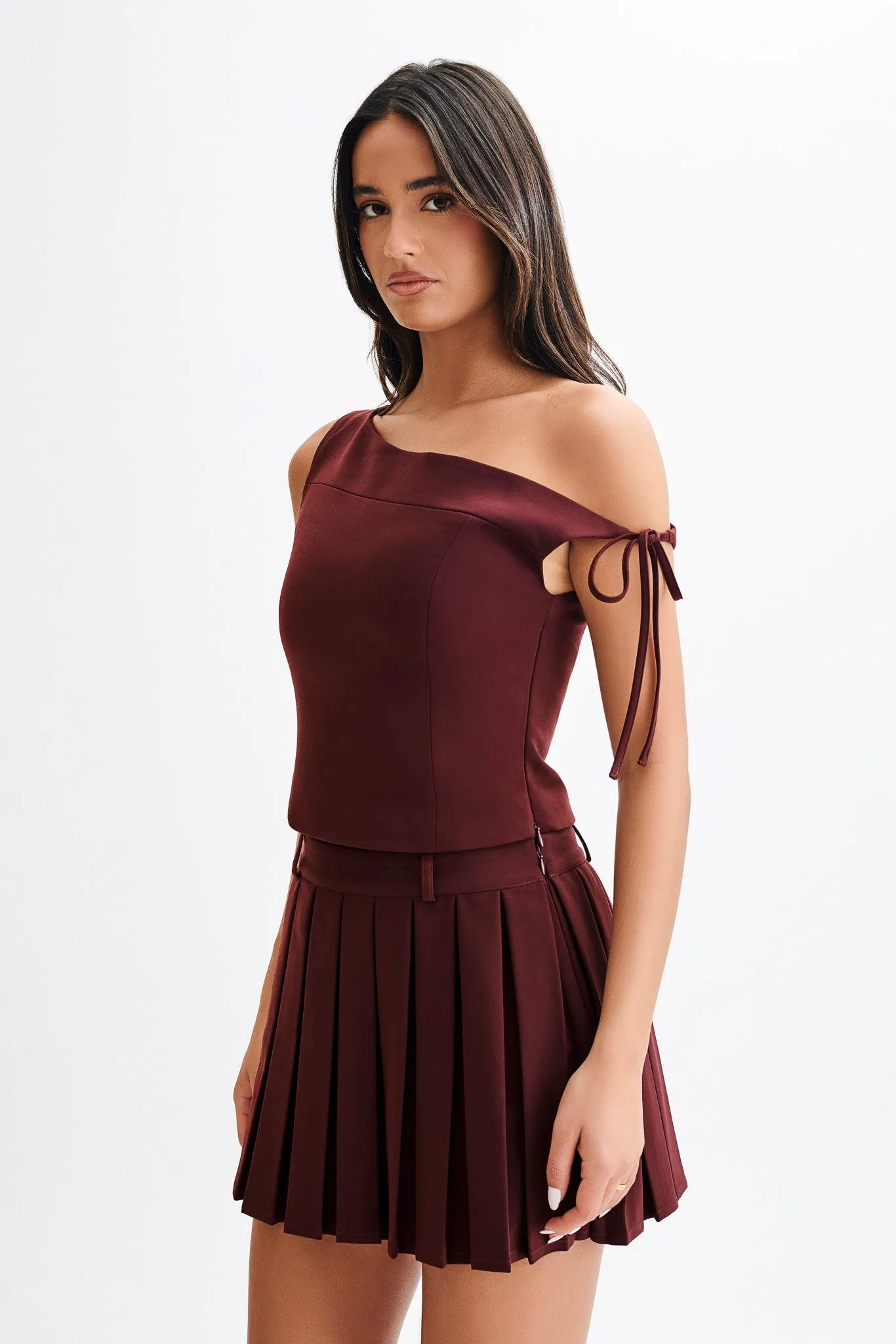 Ramsey Suiting Off Shoulder Top - Plum