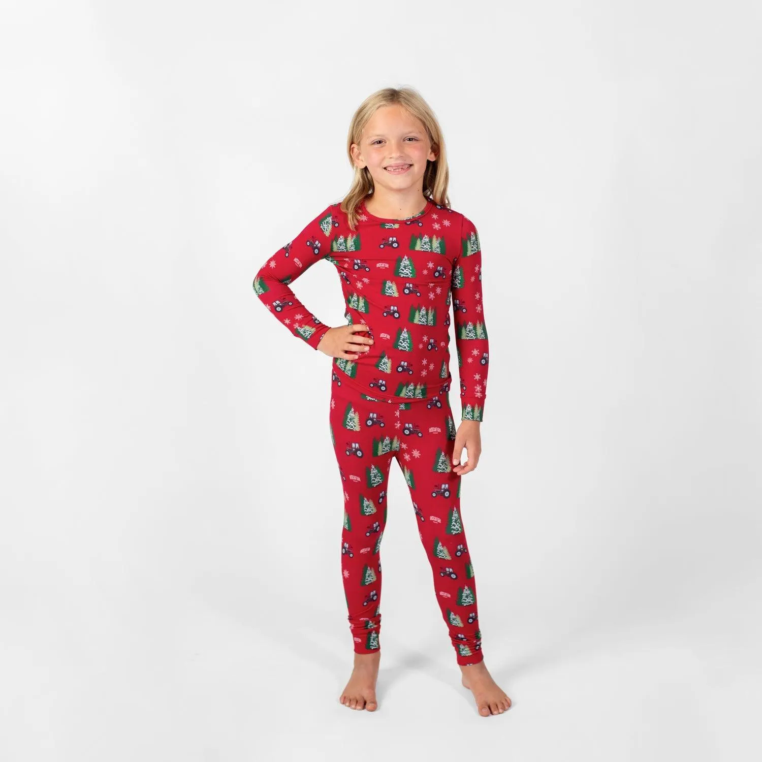 Red Tractor Christmas Toddler/Youth Bamboo Pajamas