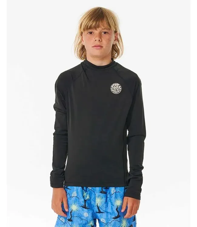 Ripcurl Icons UV Brushed Boys Long Sleeve (2024) - Black