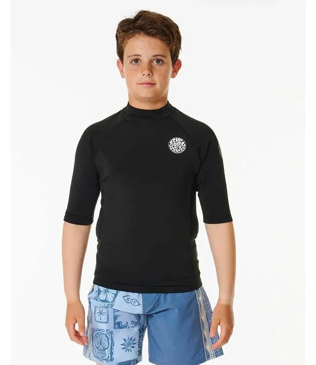 Ripcurl Icons UV Brushed Boys Short Sleeve (2024) - Black