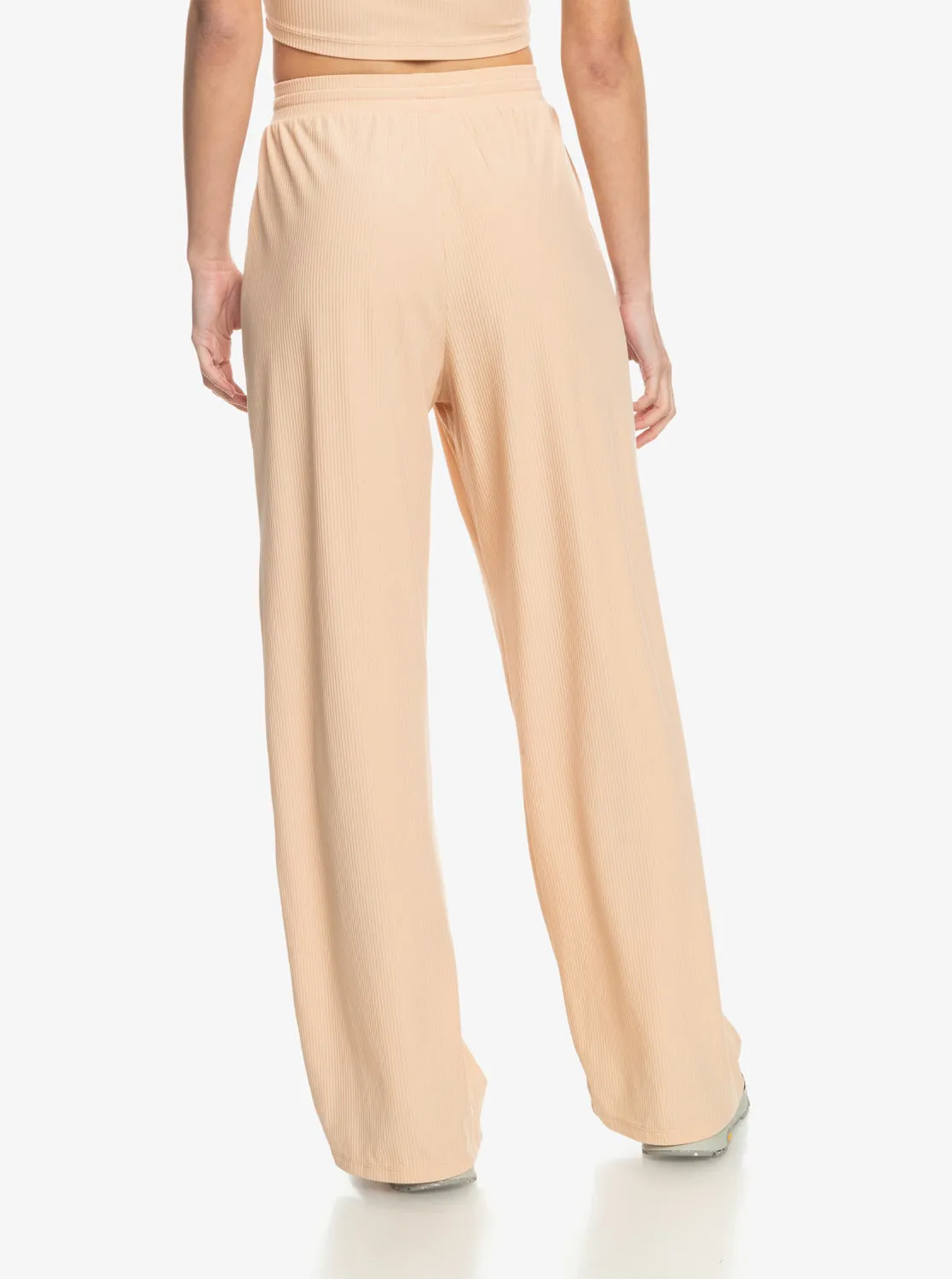 Rise & Vibe Rib Wide Leg Pants - Toasted Almond