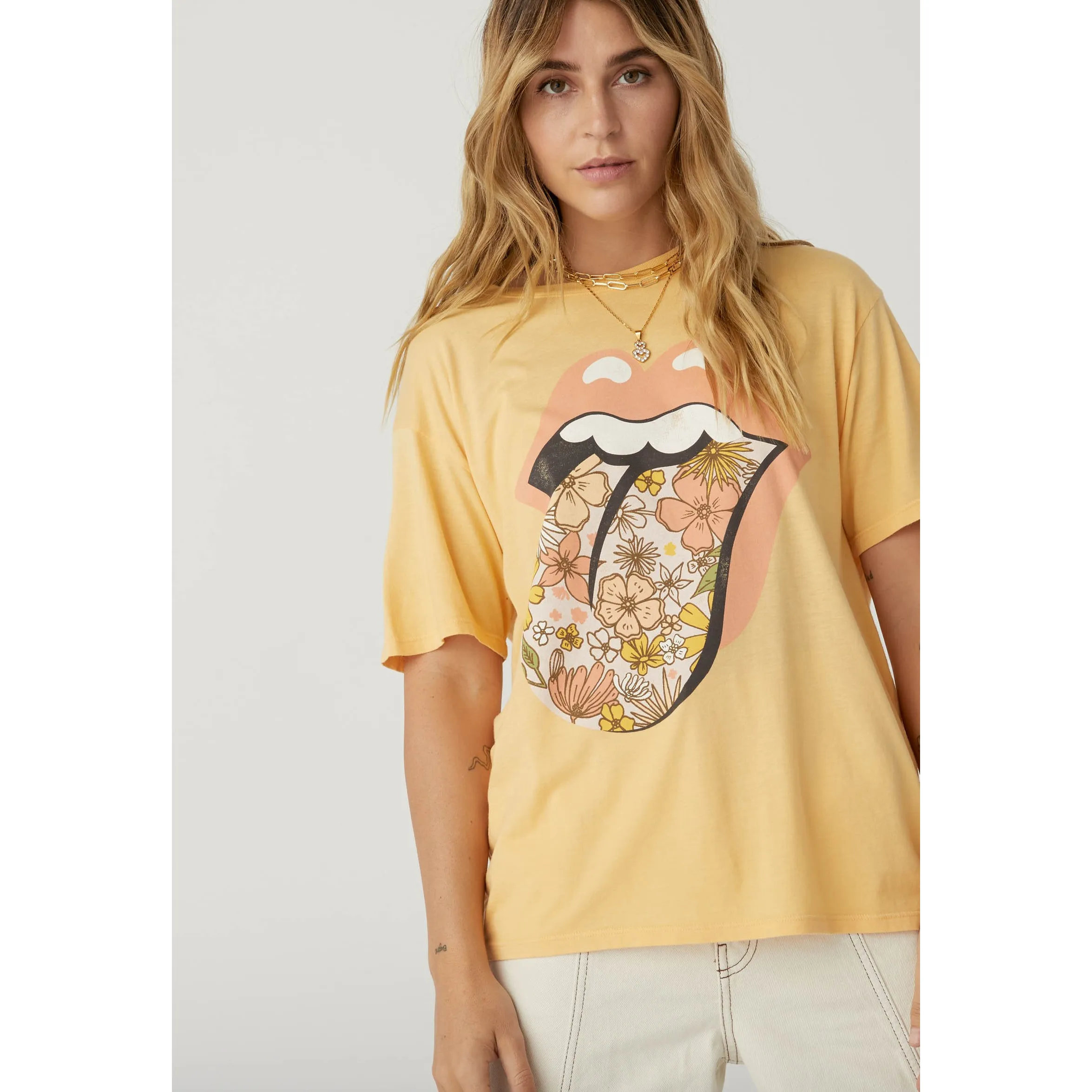 Rolling Stones Flower Tongue Boyfriend Tee