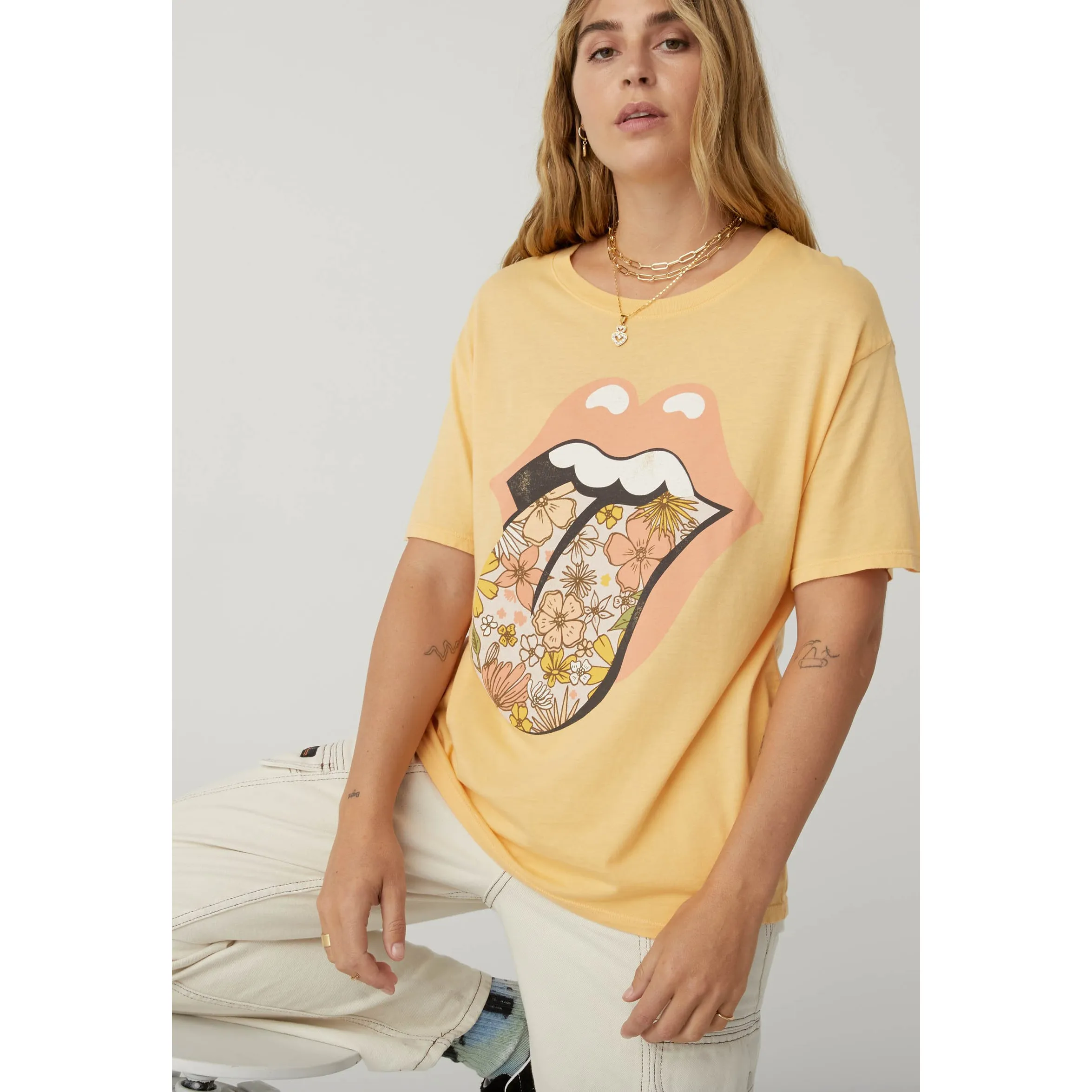 Rolling Stones Flower Tongue Boyfriend Tee