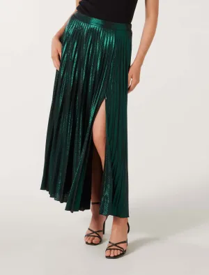 Rylee Metallic Pleated Skirt