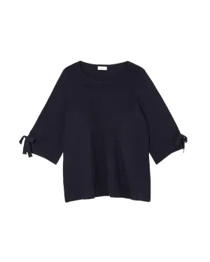 Sandy 3/4 Sleeve Sweater with Bows | Navy