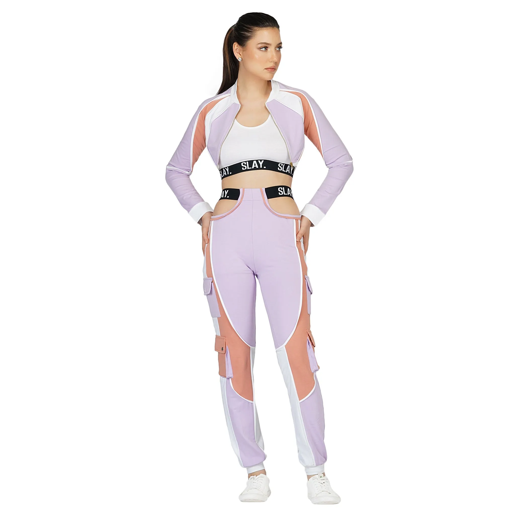 SLAY. Women's White Activewear Crop top