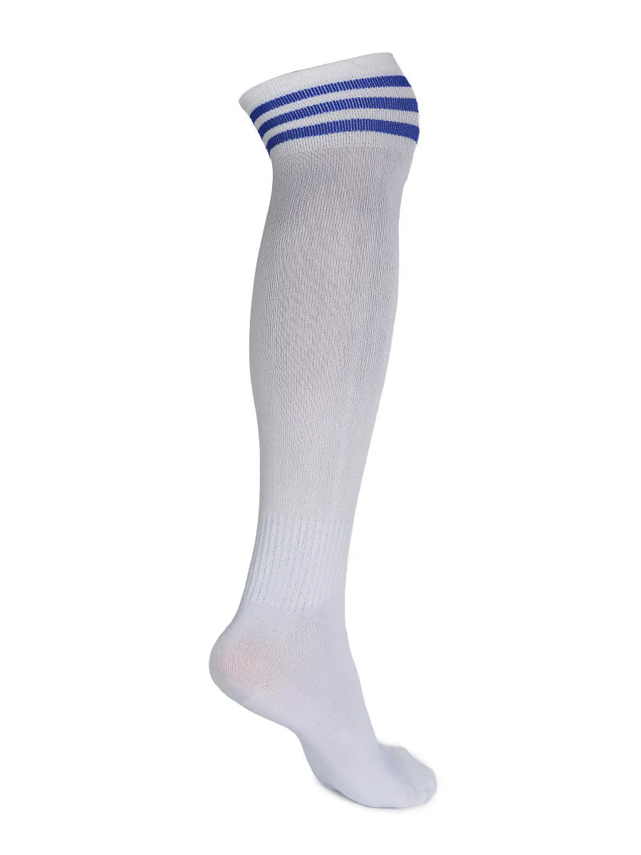 Solid Plain Soccer Socks - CDP - 501 - White / Blue