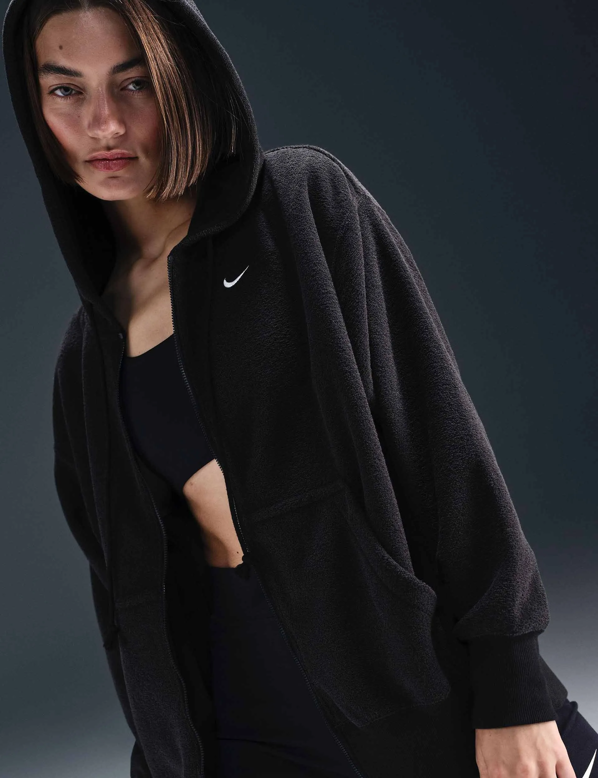 Sportswear Phoenix Plush Oversized Fleece Hoodie - Black/Sail